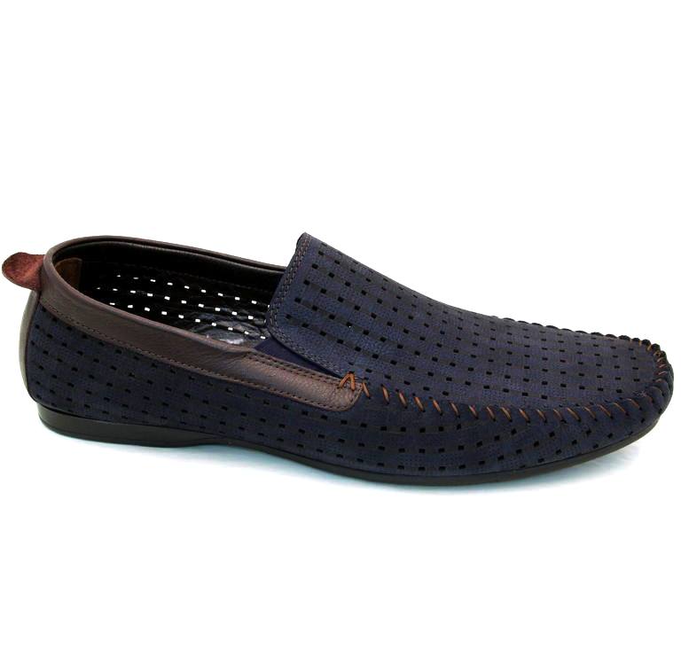 Мокасины мужские R10349-blue нубук - кожа синие
