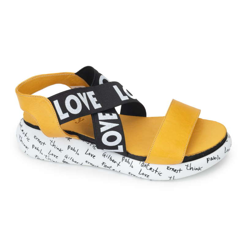Сандалии женские 381069-yellow кожа-кожа жёлтые