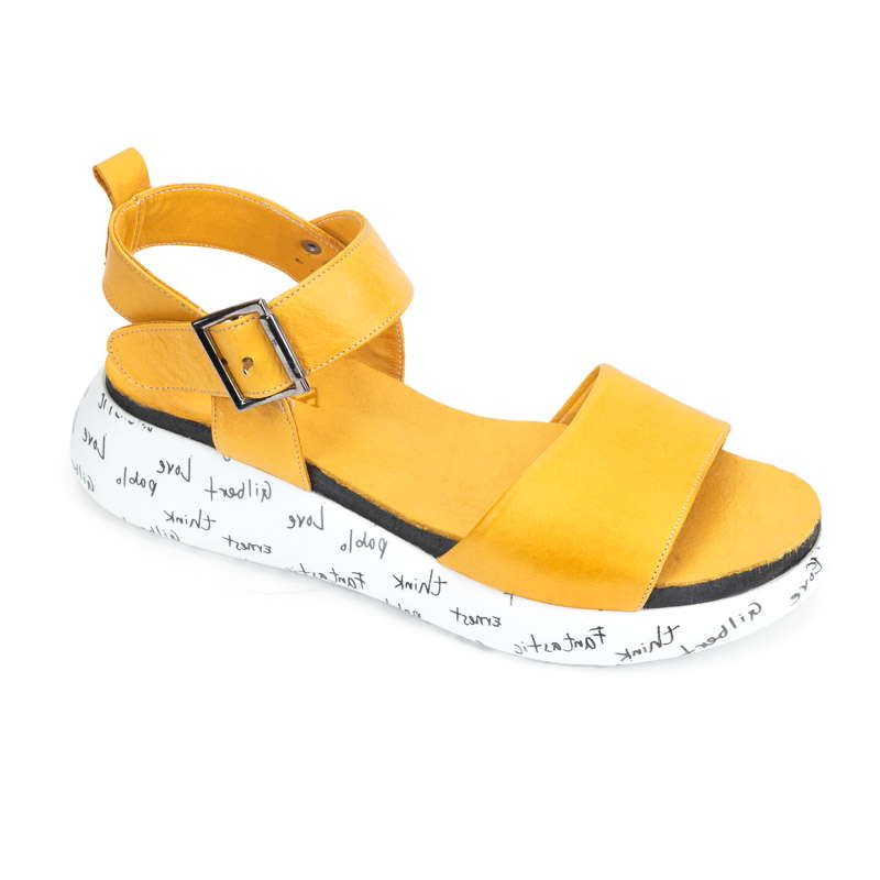 Сандалии женские 381071-yellow кожа-кожа жёлтые