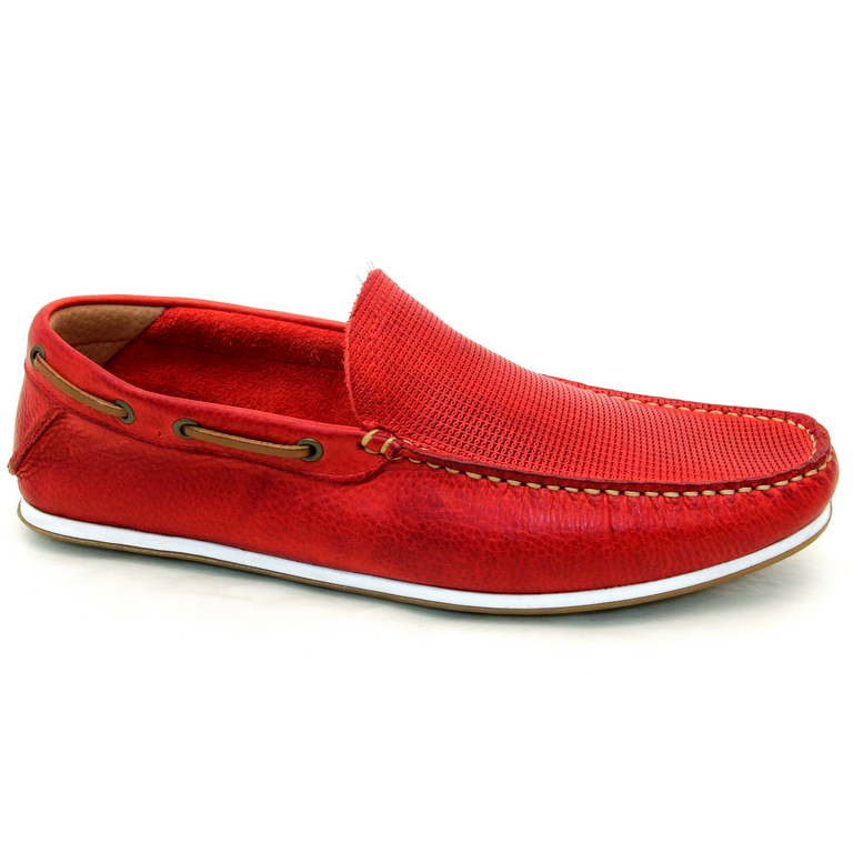 Мокасины 6858A-RED кожа-кожа красные
