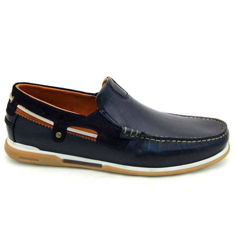 Мокасины 7040A-BLUE кожа-кожа синие