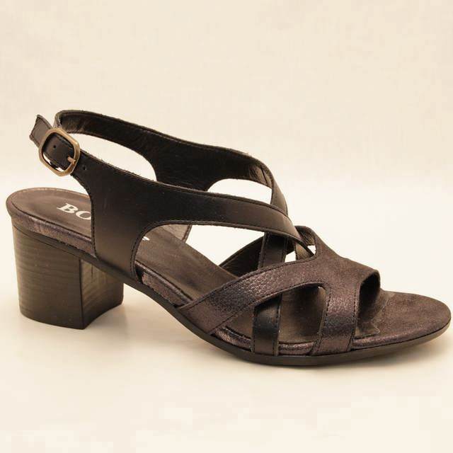 Босоножки 8130-BLACK кожа-кожа чёрный металлик