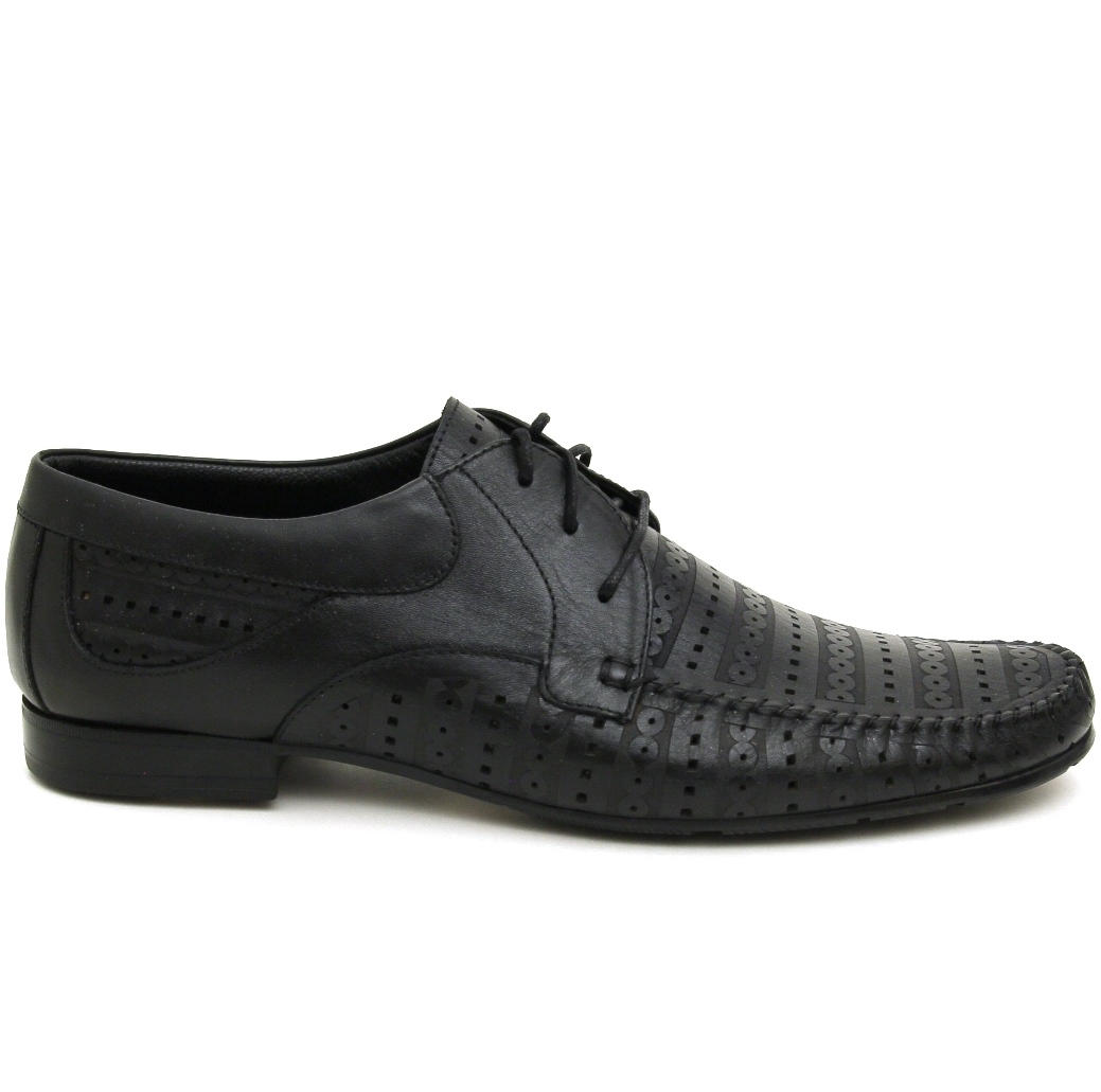 Летние туфли мужские R750-512 кожа-кожа чёрные